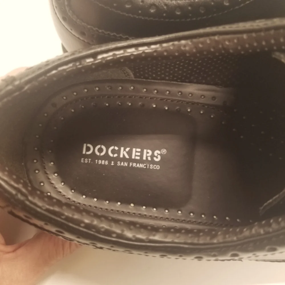 Dockers Wycliff Mens Size 12 Black Faux Leather Oxford Derby Wing-Tip